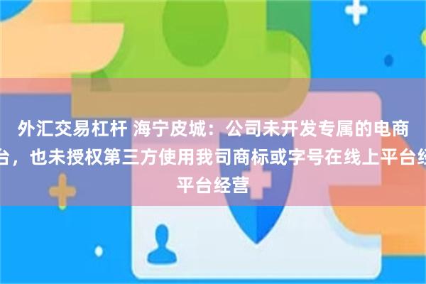 外汇交易杠杆 海宁皮城：公司未开发专属的电商平台，也未授权第三方使用我司商标或字号在线上平台经营